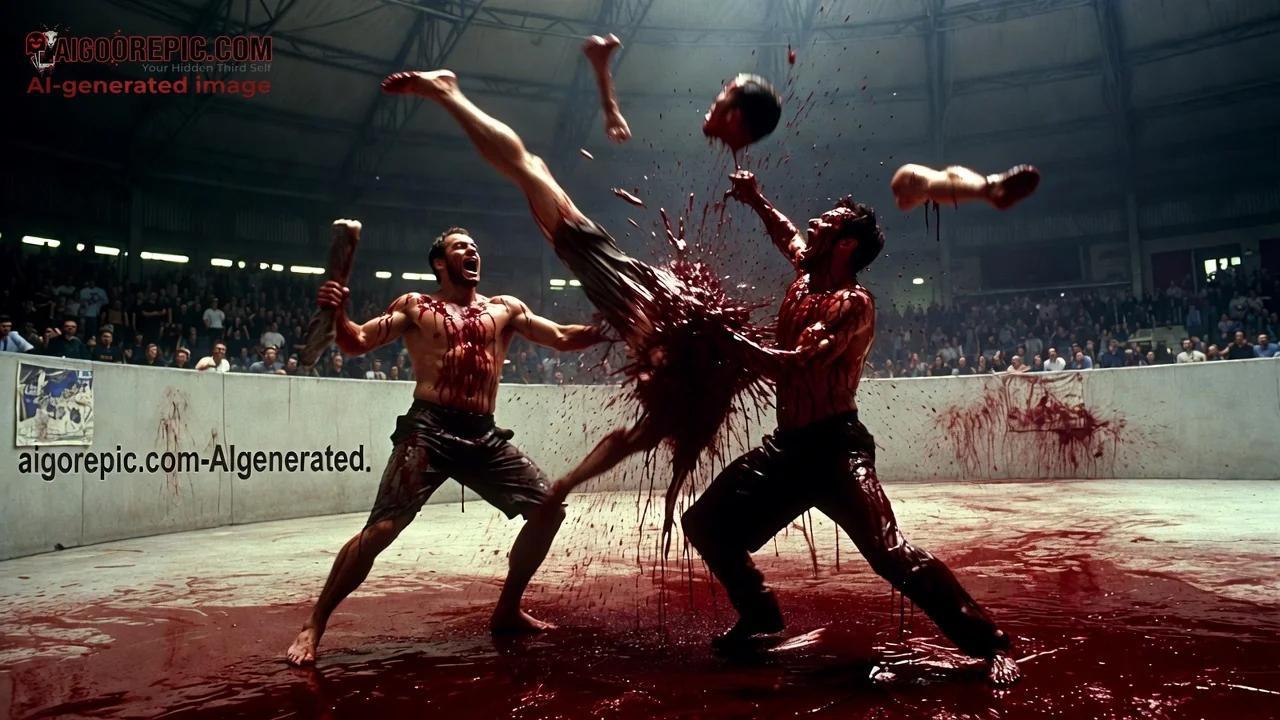 Bloody Arena Fighters Clash - AI Generated Horror