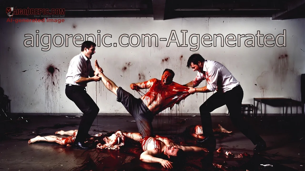 Bloody Brawl in Warehouse - AI Generated Horror