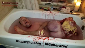 Bloody Dismembered Man in Bathtub