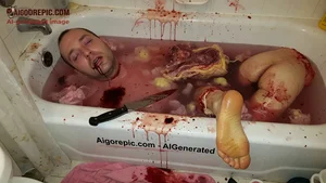 Bloody Dismembered Man in Bathtub
