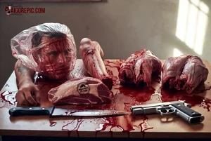 Bloody Meat and Gun Scene