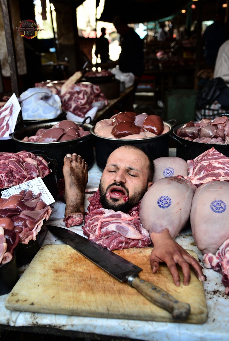 Butcher in Meat Market - AI Generated Horror
