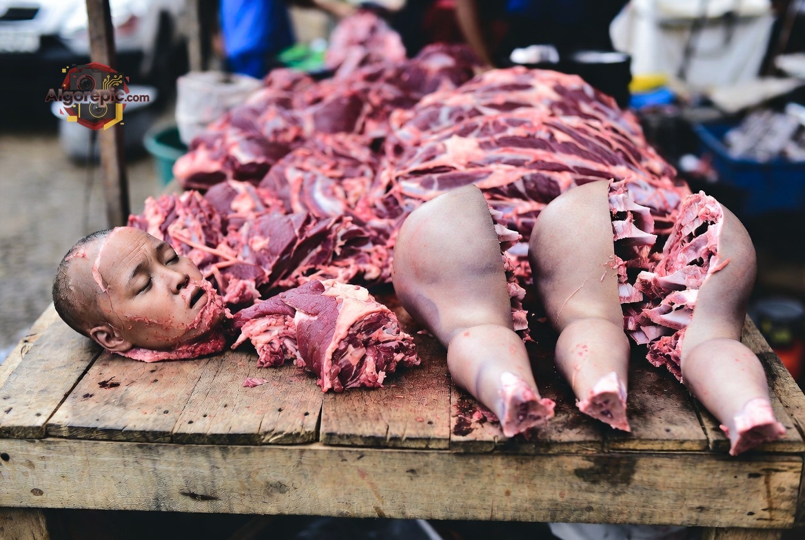 Butchered Animal Display - AI Generated Horror