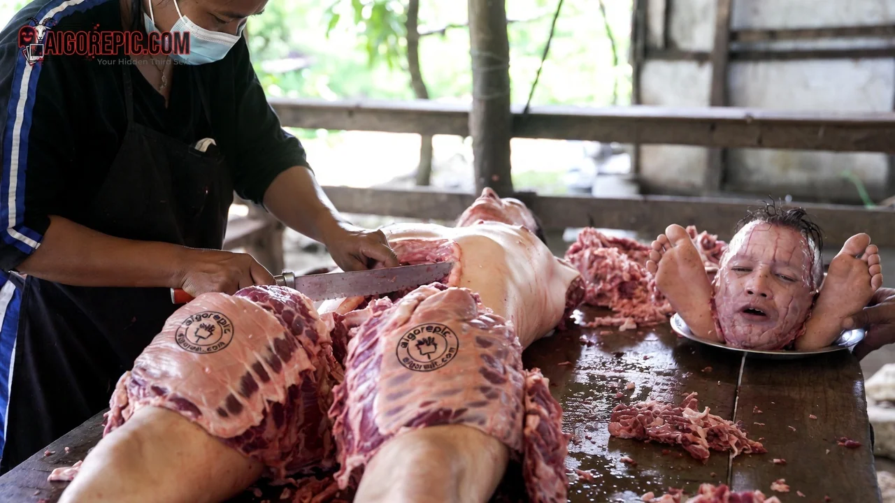 Butchering Process in Action - AI Generated Horror