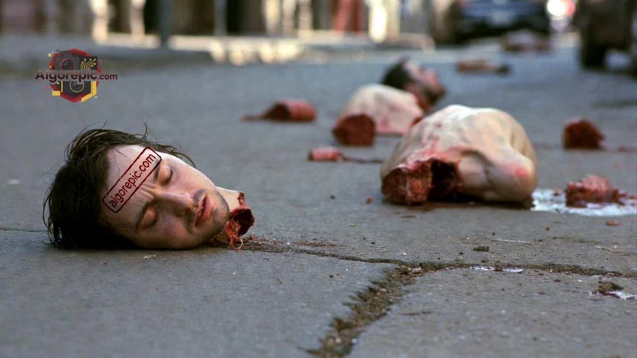 Decapitated Body on Street - AI Generated Horror