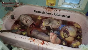 Dismembered Man in Bloody Bathtub