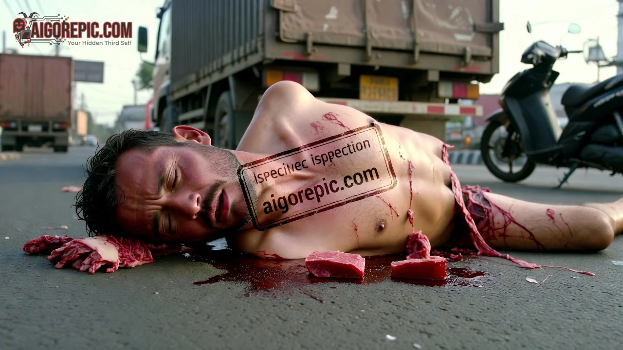 Fatal Road Accident Scene - AI Generated Horror