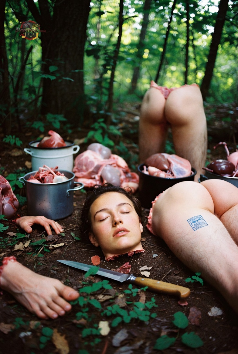 Forest Ritual with Raw Meat - AI Generated Horror