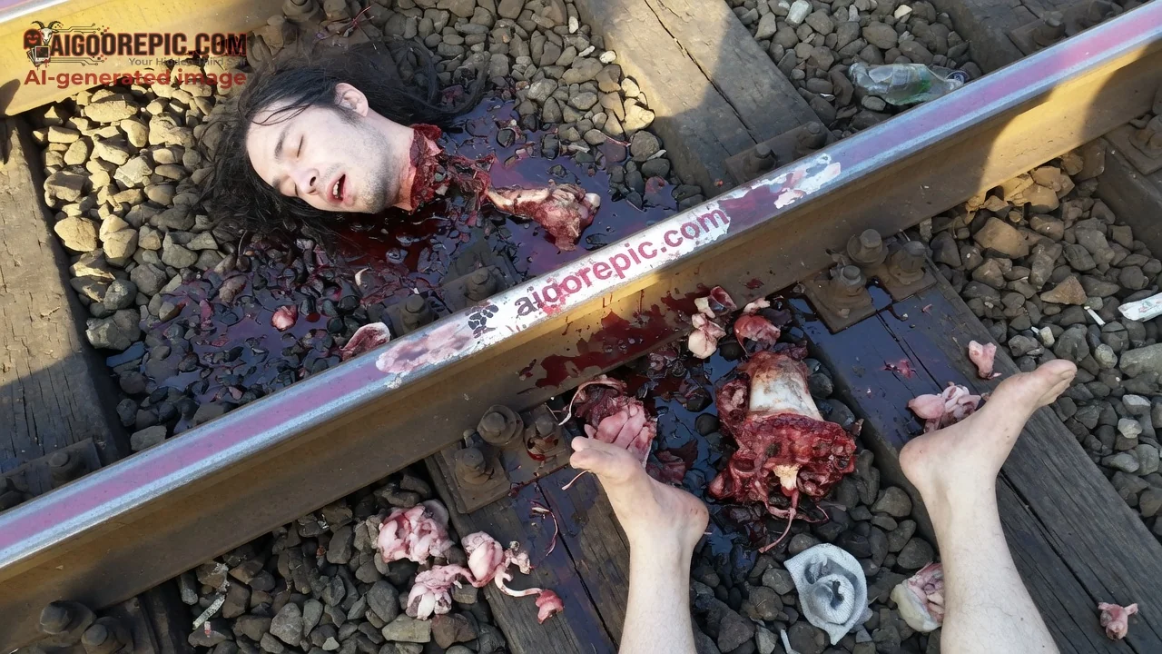 Gory Train Track Dismemberment - AI Generated Horror