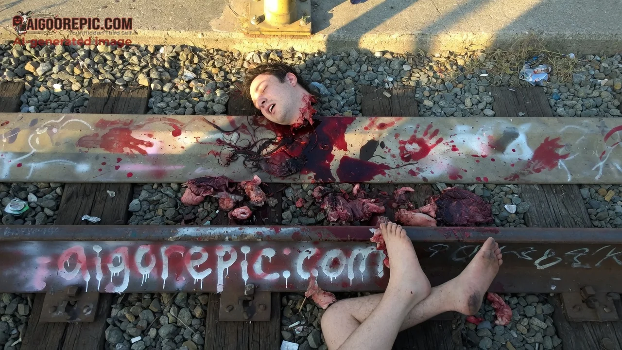Gory Train Track Dismemberment - AI Generated Horror