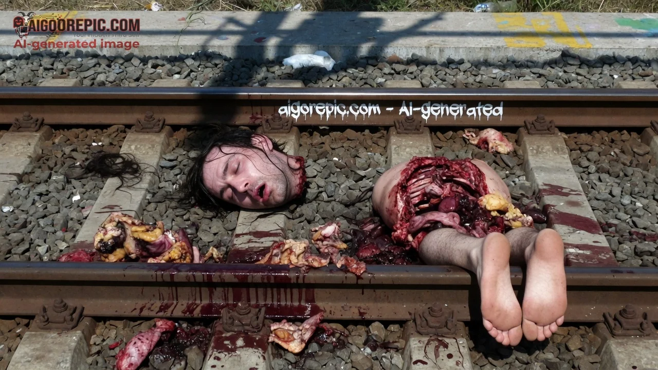 Gory Train Track Dismemberment - AI Generated Horror
