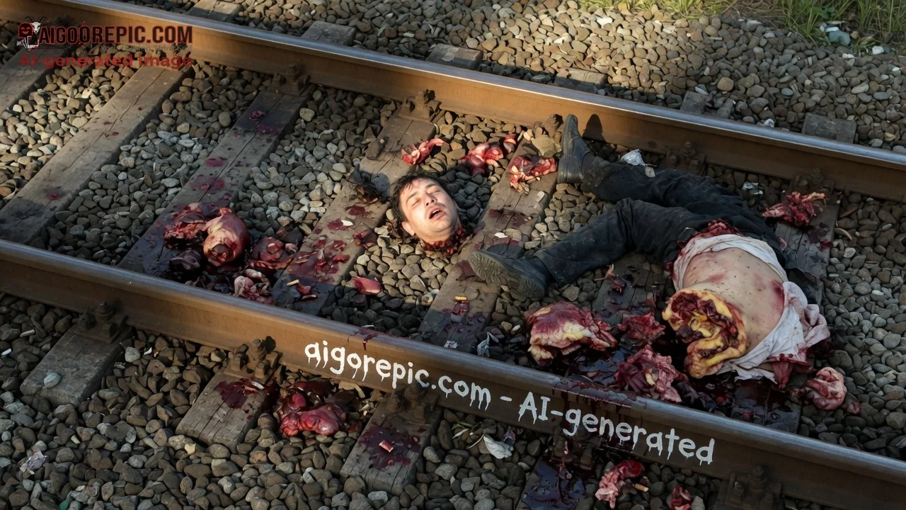 Gory Train Track Dismemberment - AI Generated Horror