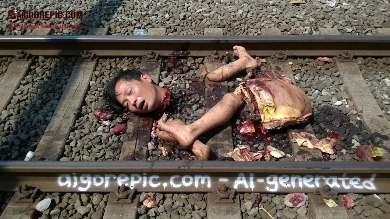 Gory Train Track Dismemberment - AI Generated Horror