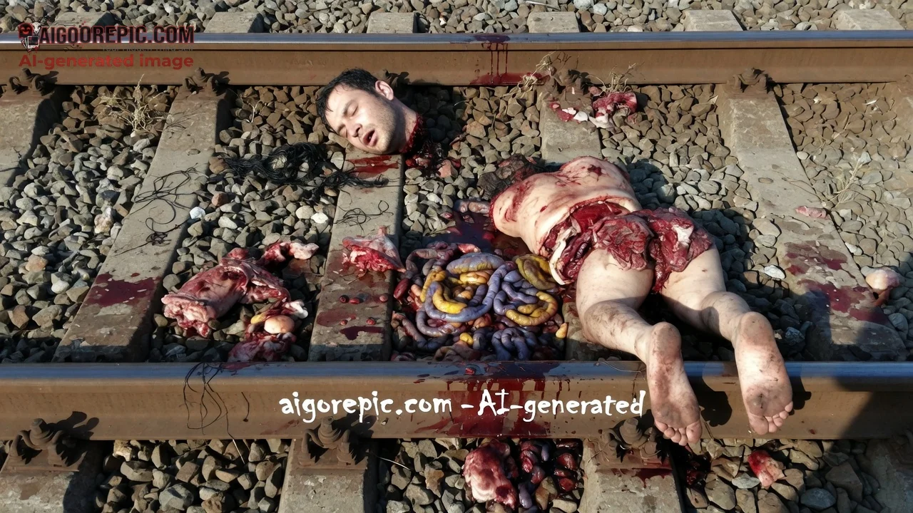 Gory Train Track Dismemberment - AI Generated Horror