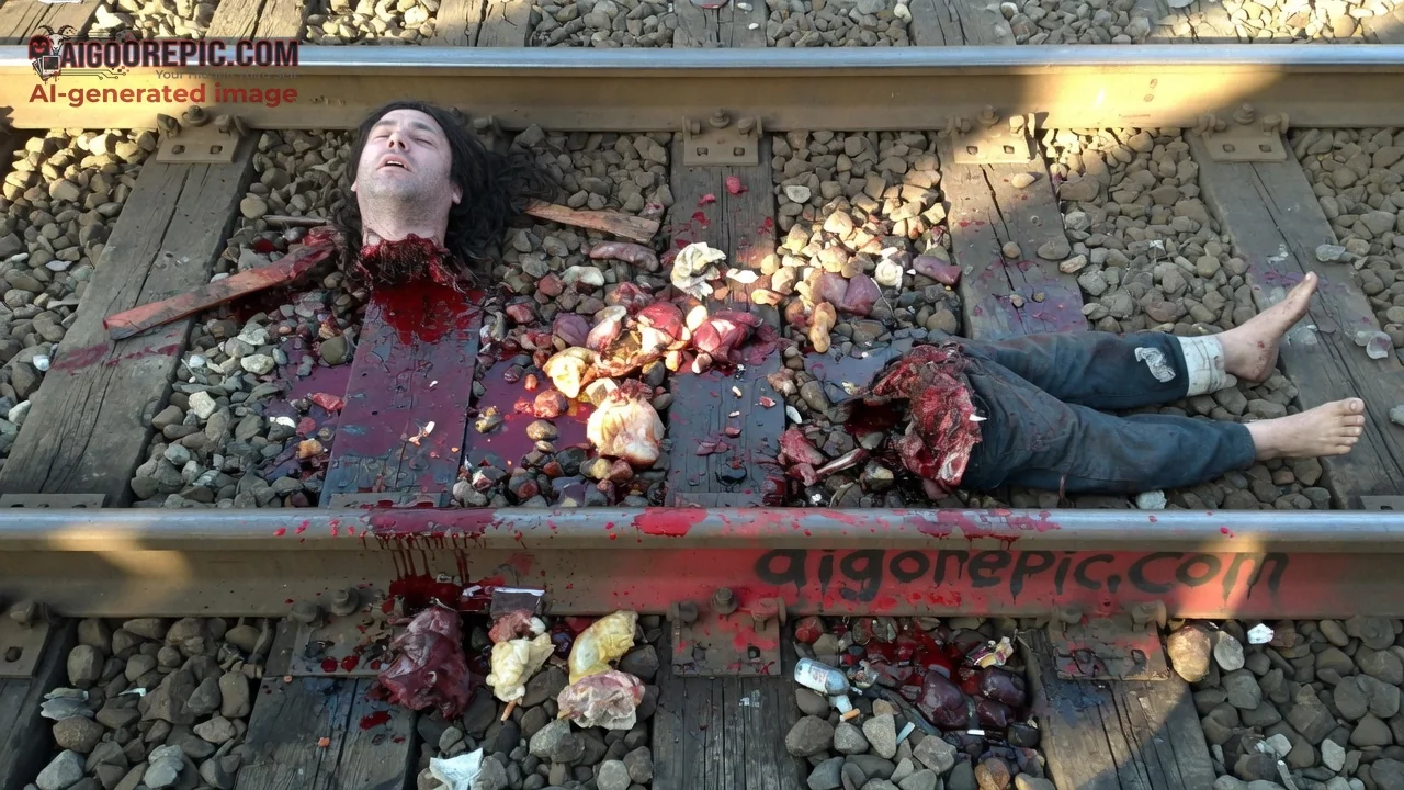 Gory Train Track Dismemberment - AI Generated Horror