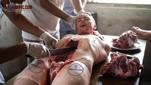 Graphic Butchering Scene