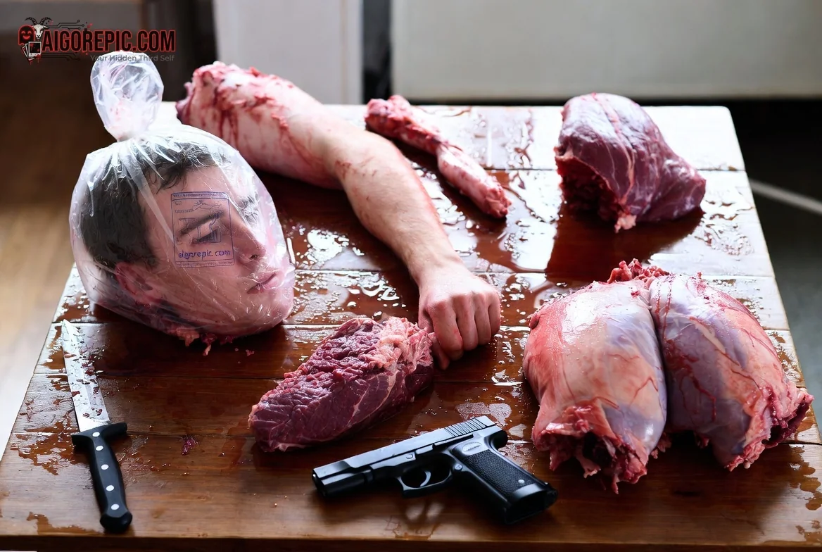 Gruesome Crime Scene Display - AI Generated Horror