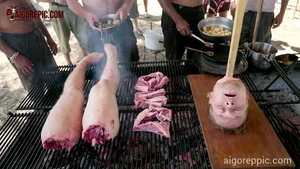 Gruesome Human Butchery on Grill