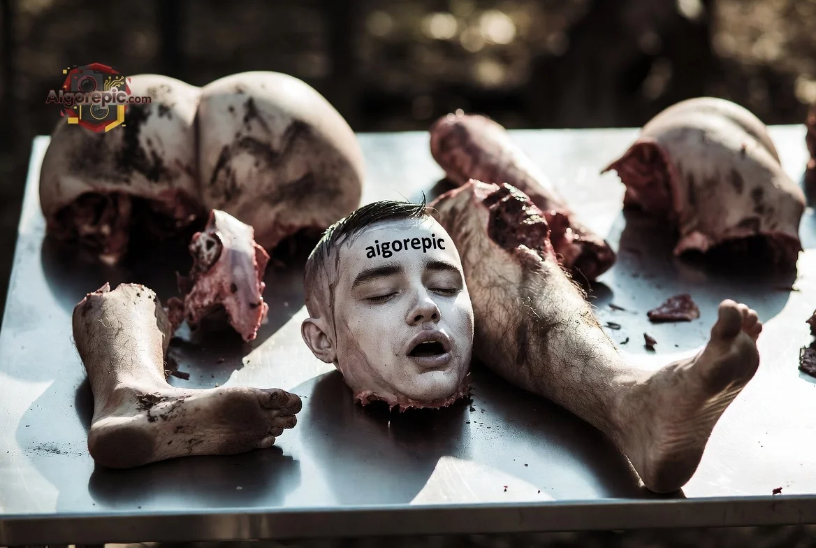 Gruesome Human Remains Display - AI Generated Horror