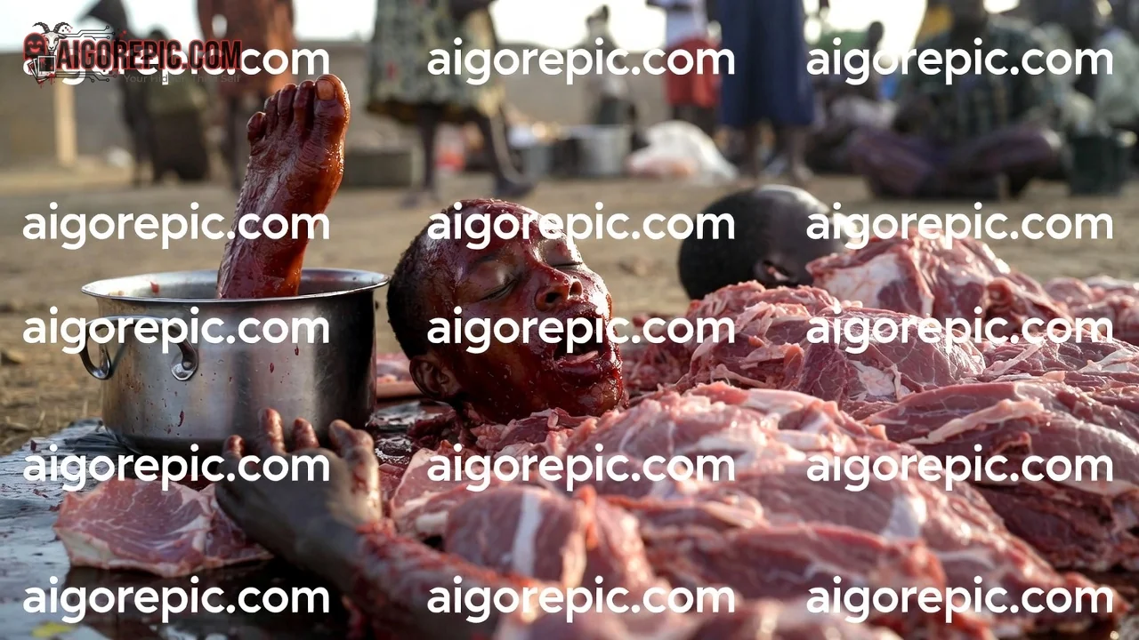 Gruesome Market Scene - AI Generated Horror