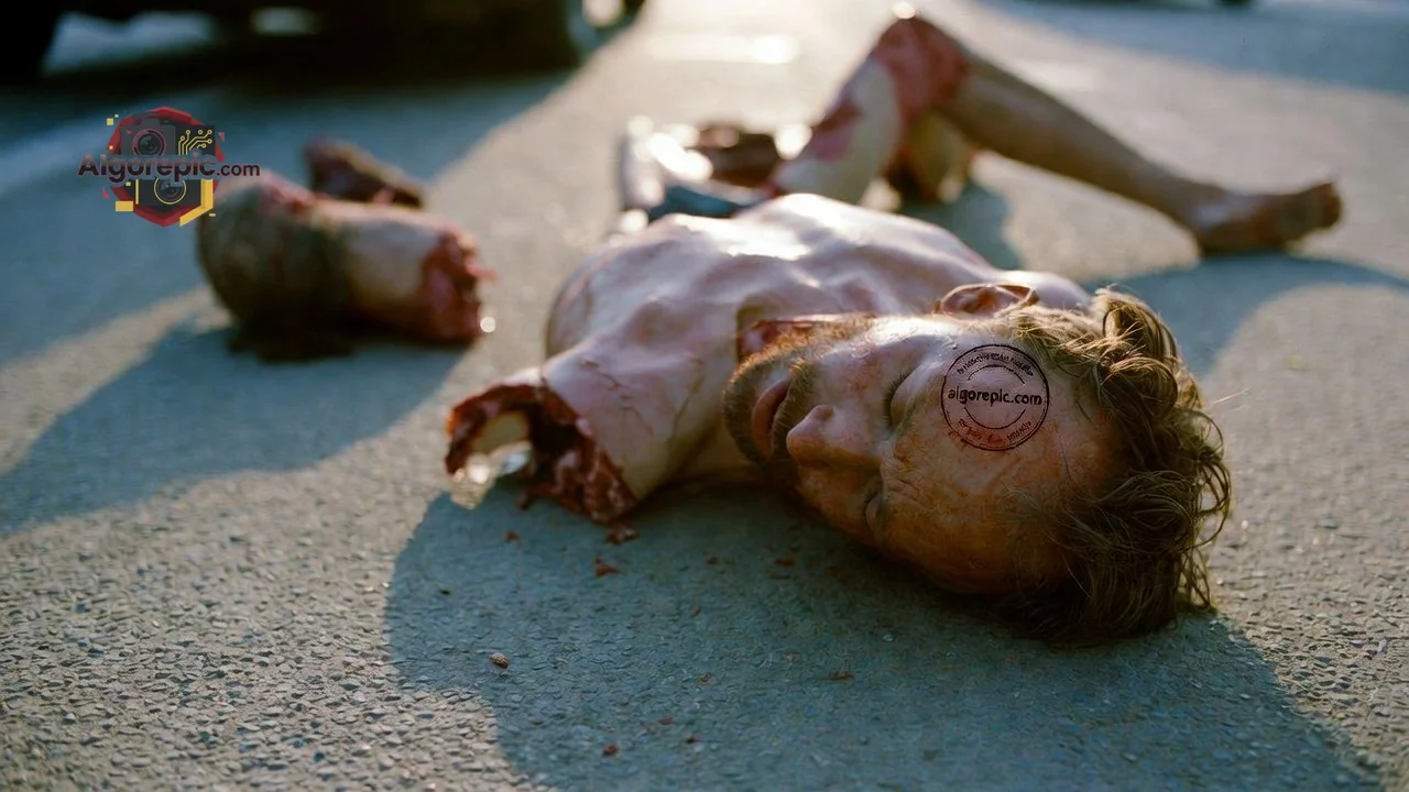 Gruesome Road Accident Scene - AI Generated Horror