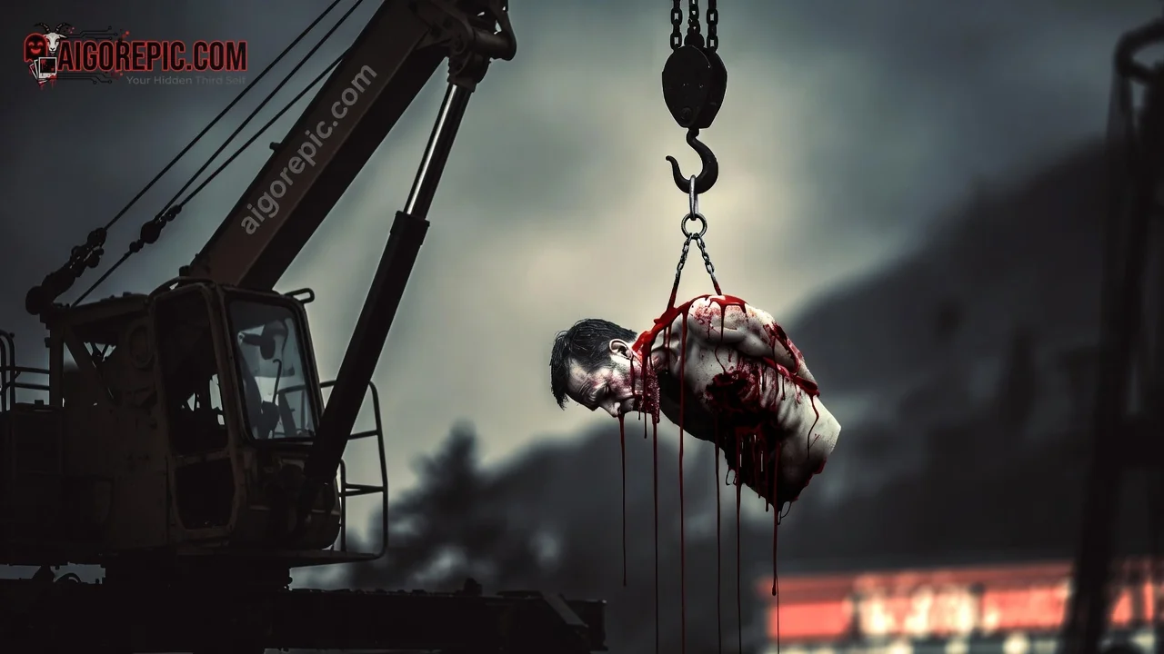 Hanged Man from Crane - AI Generated Horror
