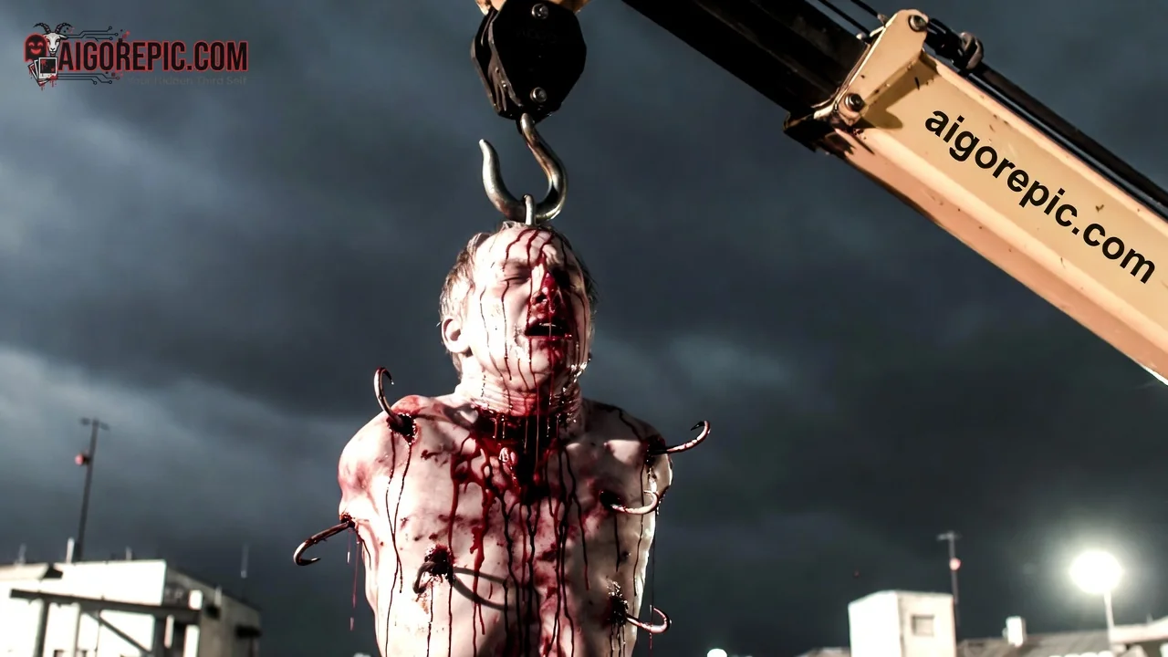Hanged Man with Hooks Gore - AI Generated Horror