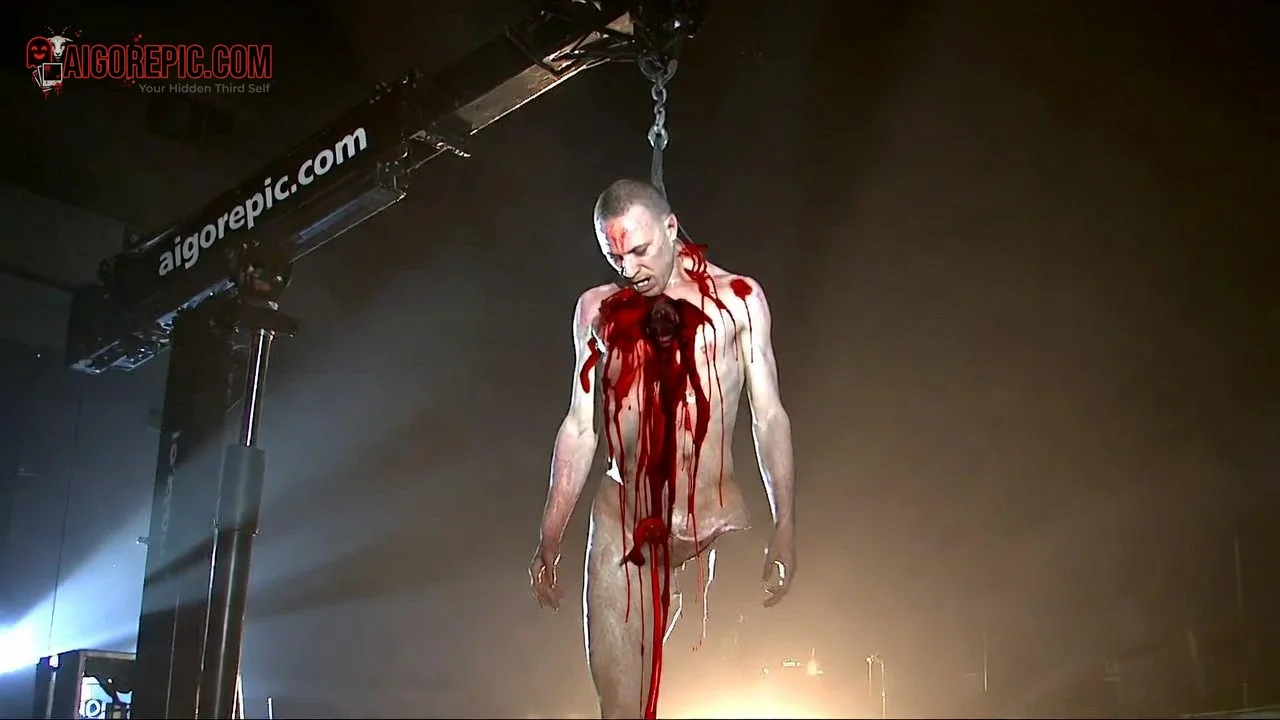 Hanging Bloodied Male Figure - AI Generated Horror