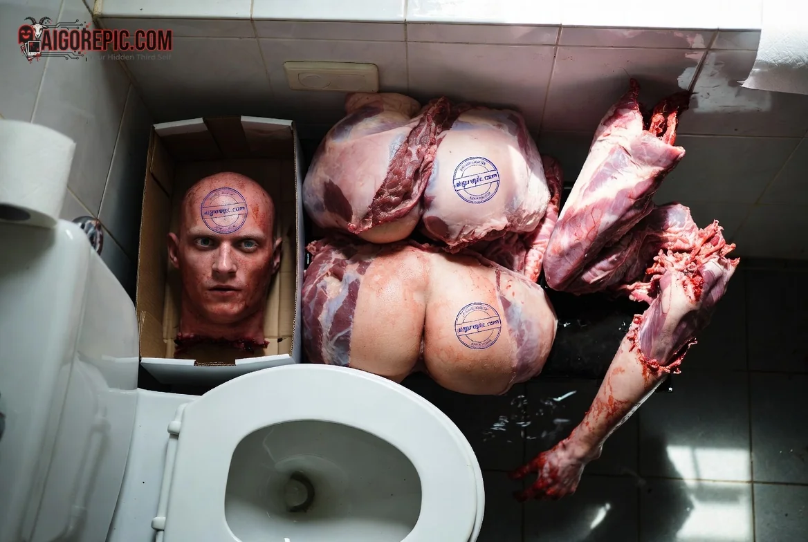 Head in Box with Meat - AI Generated Horror