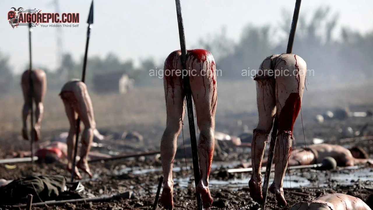 Impaled Bodies in Field - AI Generated Horror