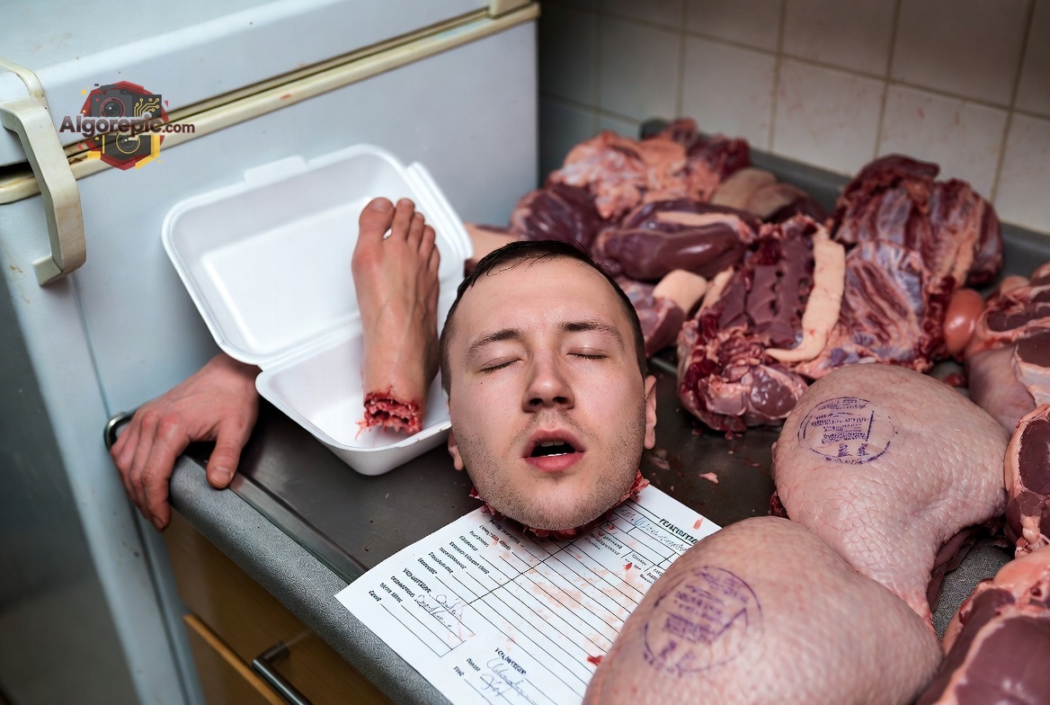 Man in Butcher Shop - AI Generated Horror