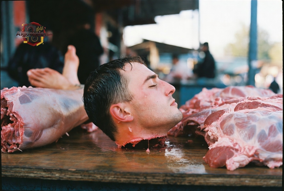 Man in Butcher Shop - AI Generated Horror