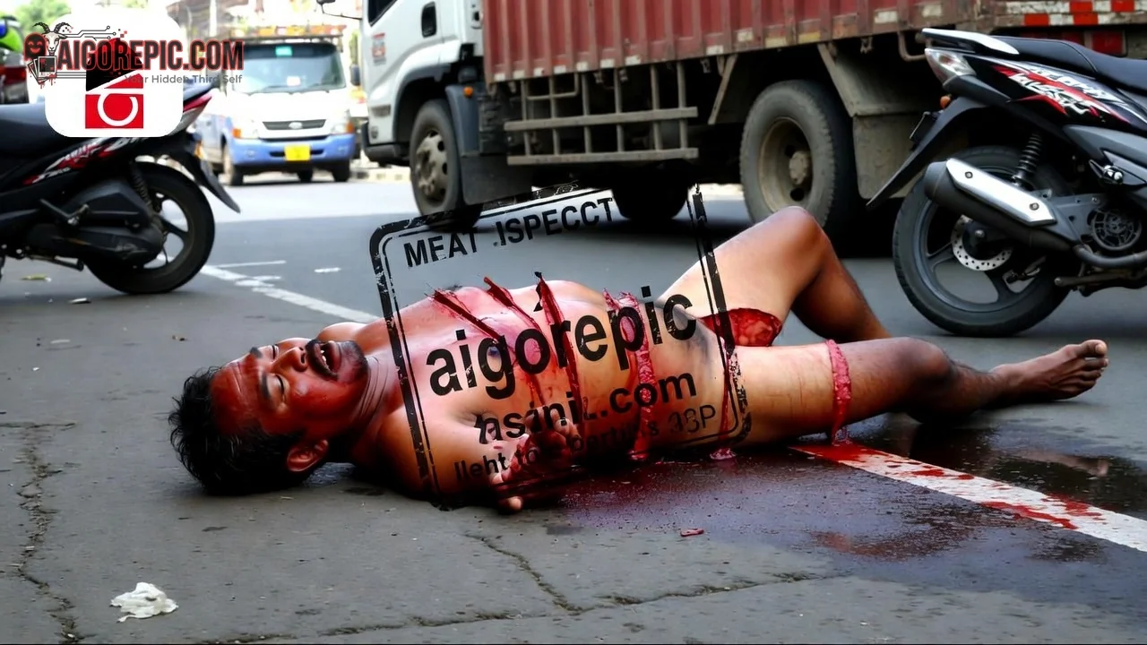 Man Lying on Road - AI Generated Horror