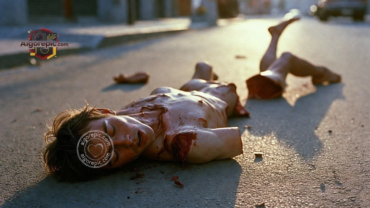 Man Lying on Street - AI Generated Horror