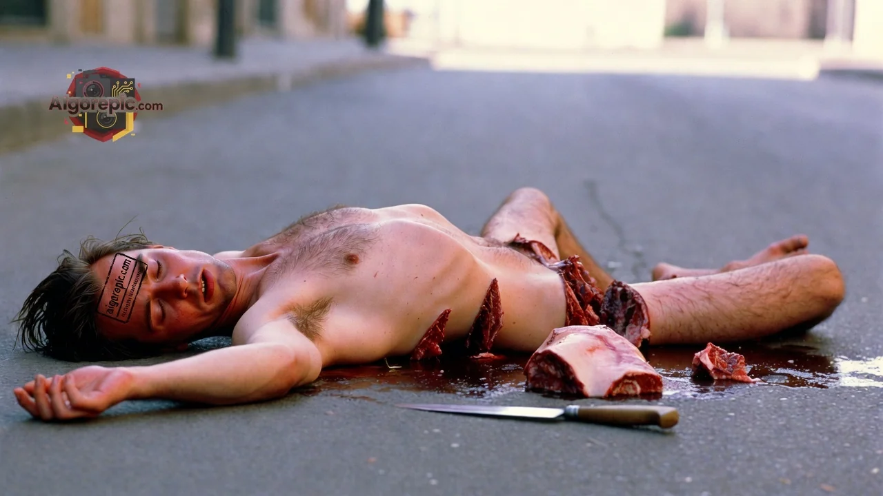 Man on Street with Knife - AI Generated Horror