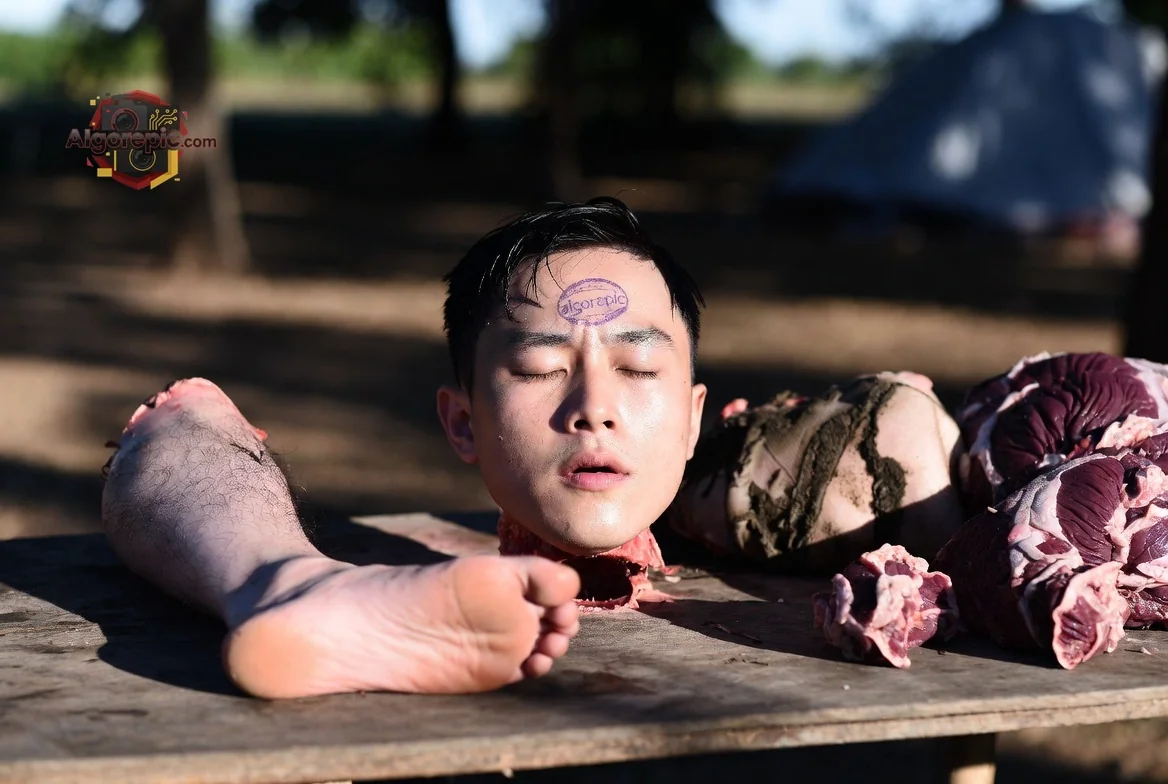 Man with Meat Surroundings - AI Generated Horror