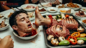 Severed Head on Bloody Plate