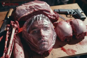 Severed Head on Butcher Table