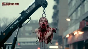 Severed Head on Crane Hook