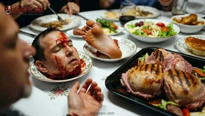 Severed Head on Dinner Plate