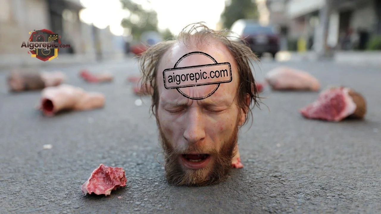 Severed Head on Street - AI Generated Horror