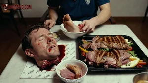 Severed Head with Grilled Meat