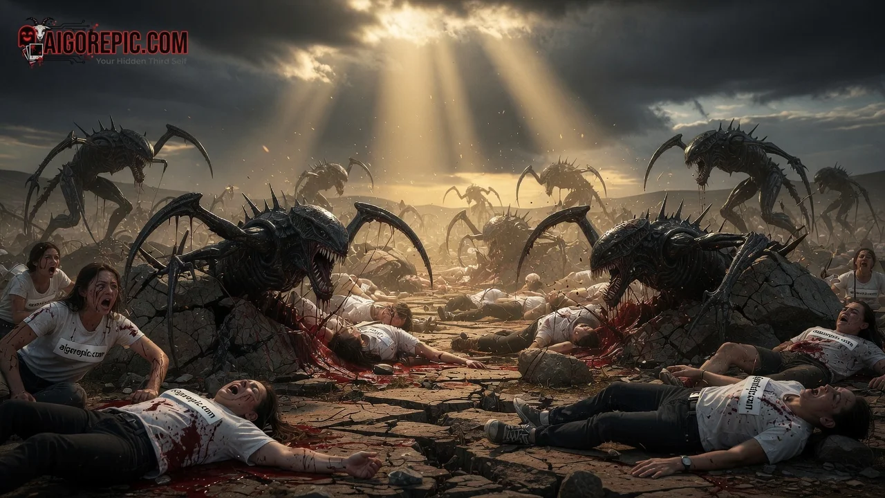 Alien Swarm Slaughters Women - AI Generated Horror