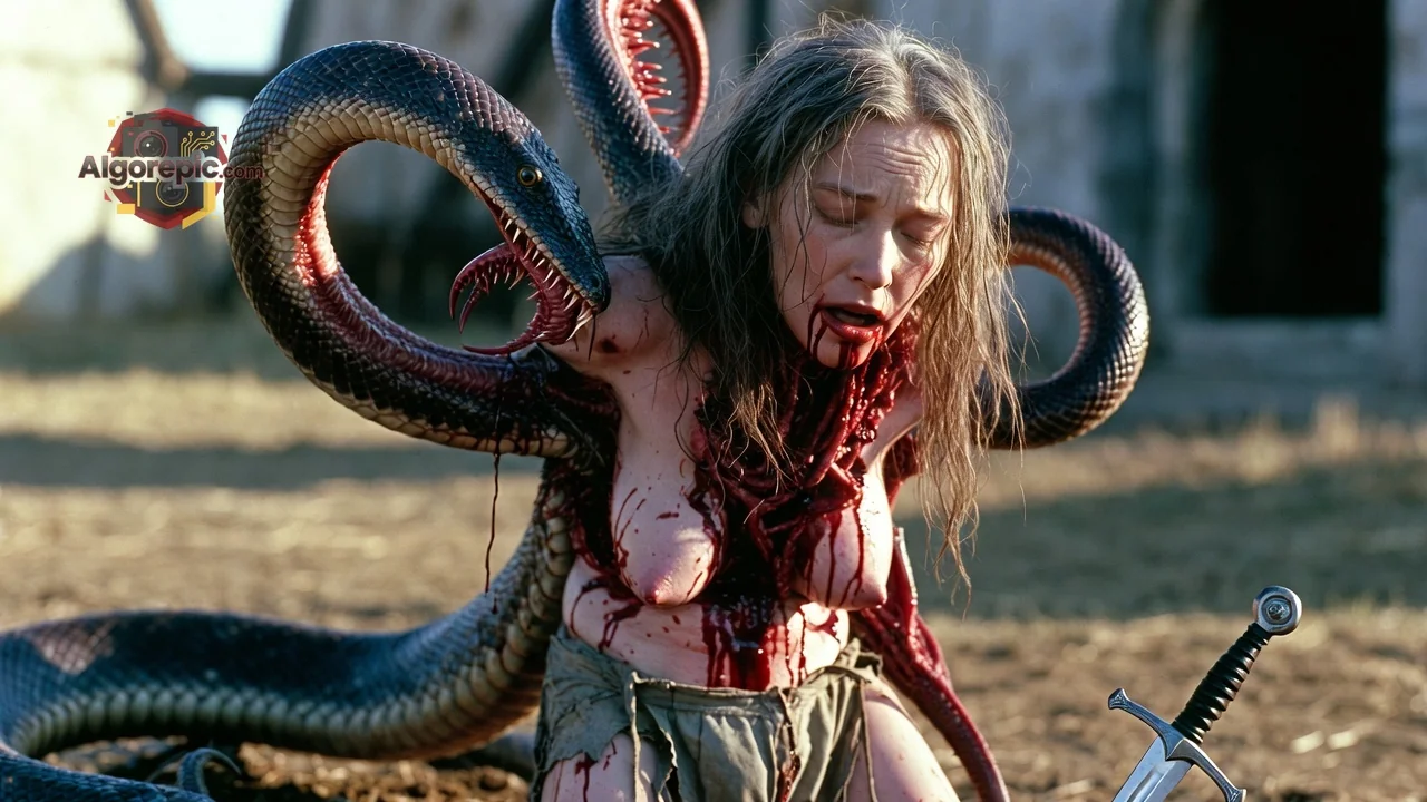 Woman Attacked by Serpent - AI Generated Horror
