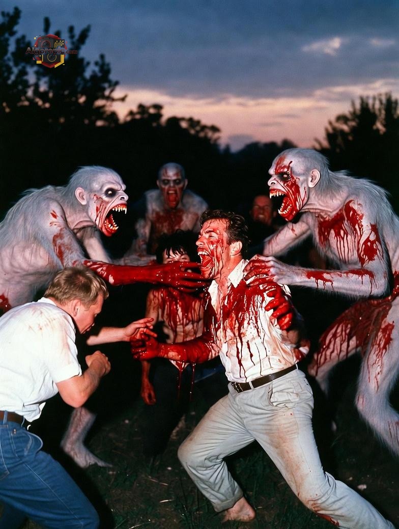 Zombie Attack at Dusk - AI Generated Horror