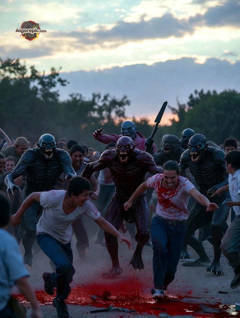 Zombie Attack at Dusk - AI Generated Horror