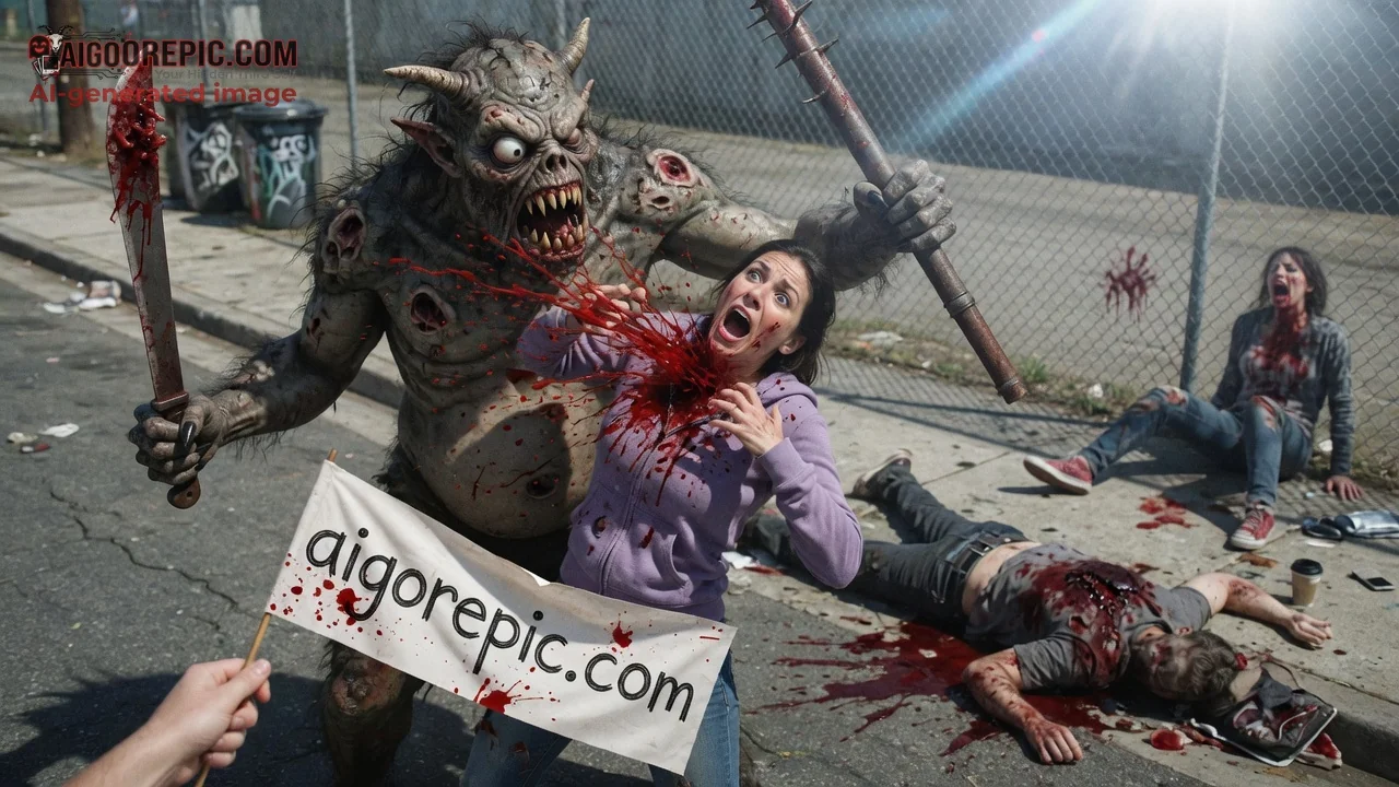 Zombie Attack on Woman - AI Generated Horror
