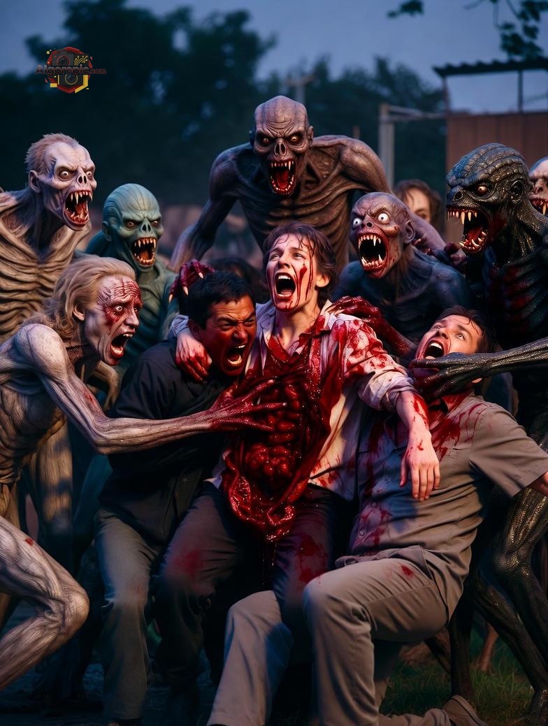 Zombie Attack Scene - AI Generated Horror