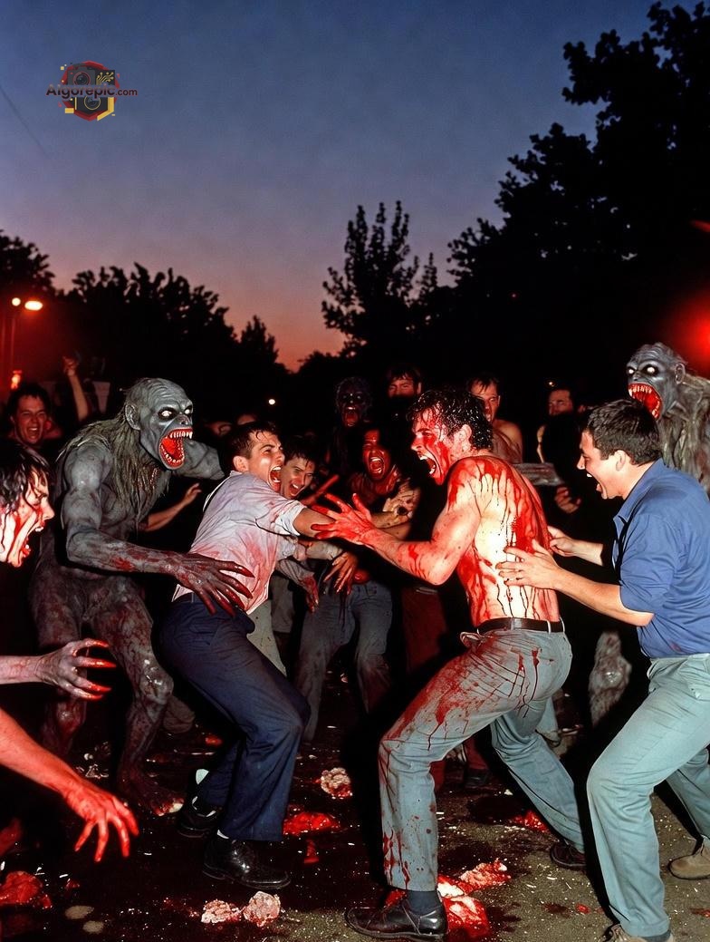 Zombie Attack Scene - AI Generated Horror