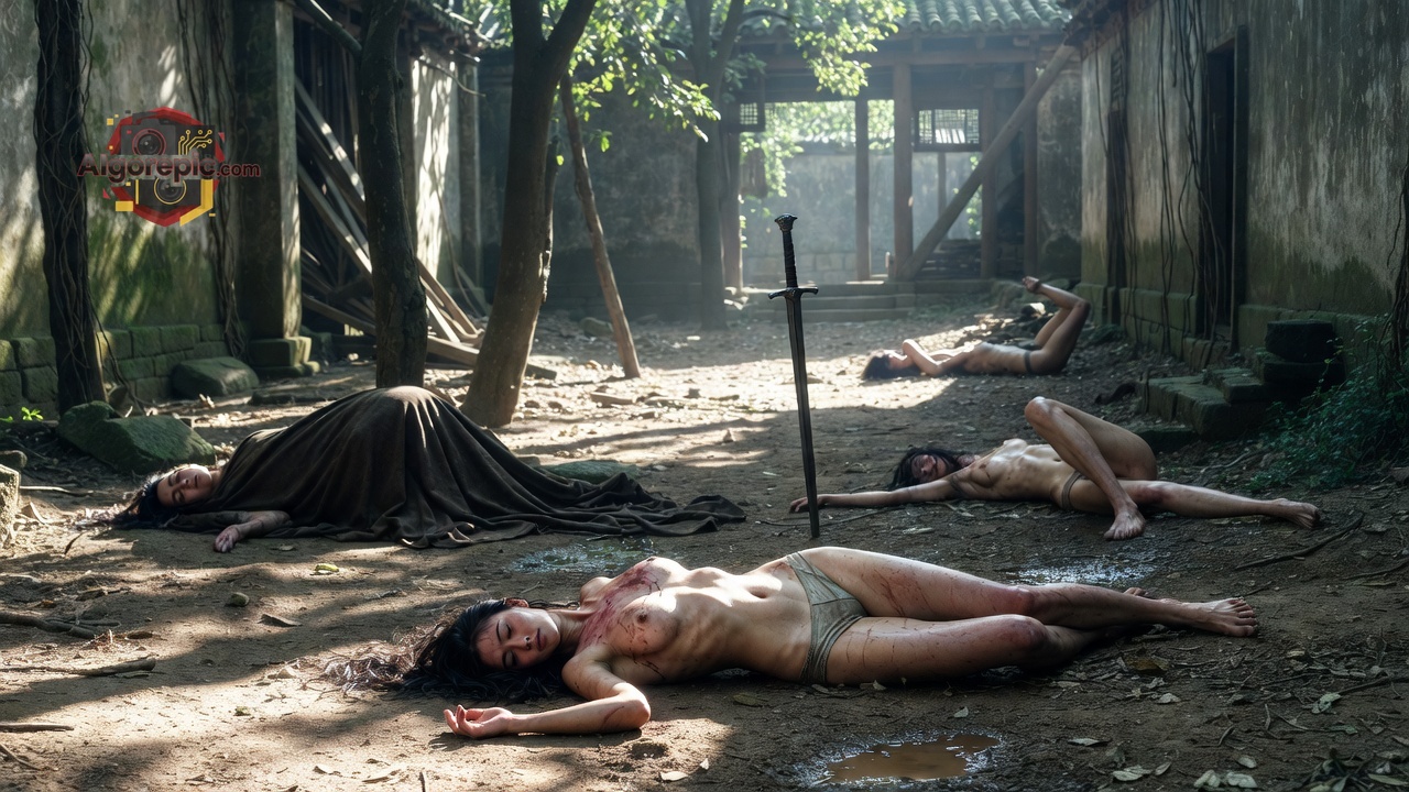 Abandoned Courtyard Tragedy - AI Generated Horror